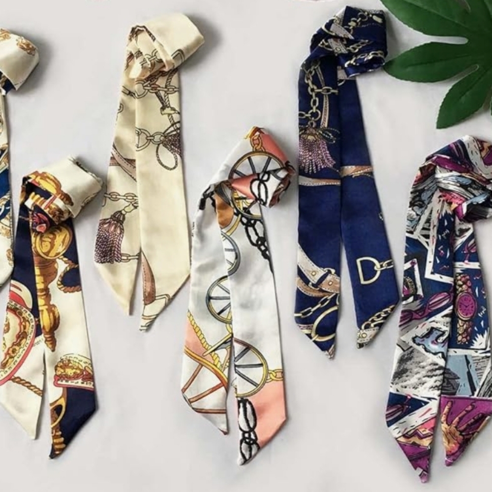 10 Satin Twilly’s- Elegant Headband, Bag Twilly, Scarf- set of 10 - Picture 9 of 16